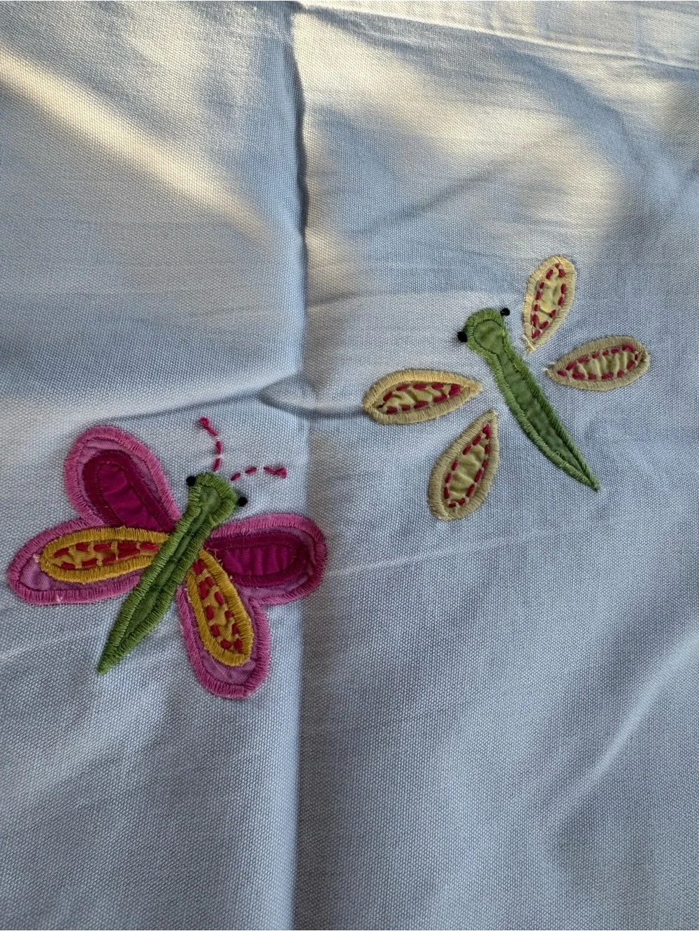 Pottery Barn Kids 2 Curtain Valance Yellow Trim & Embroidered Bugs Butterflies